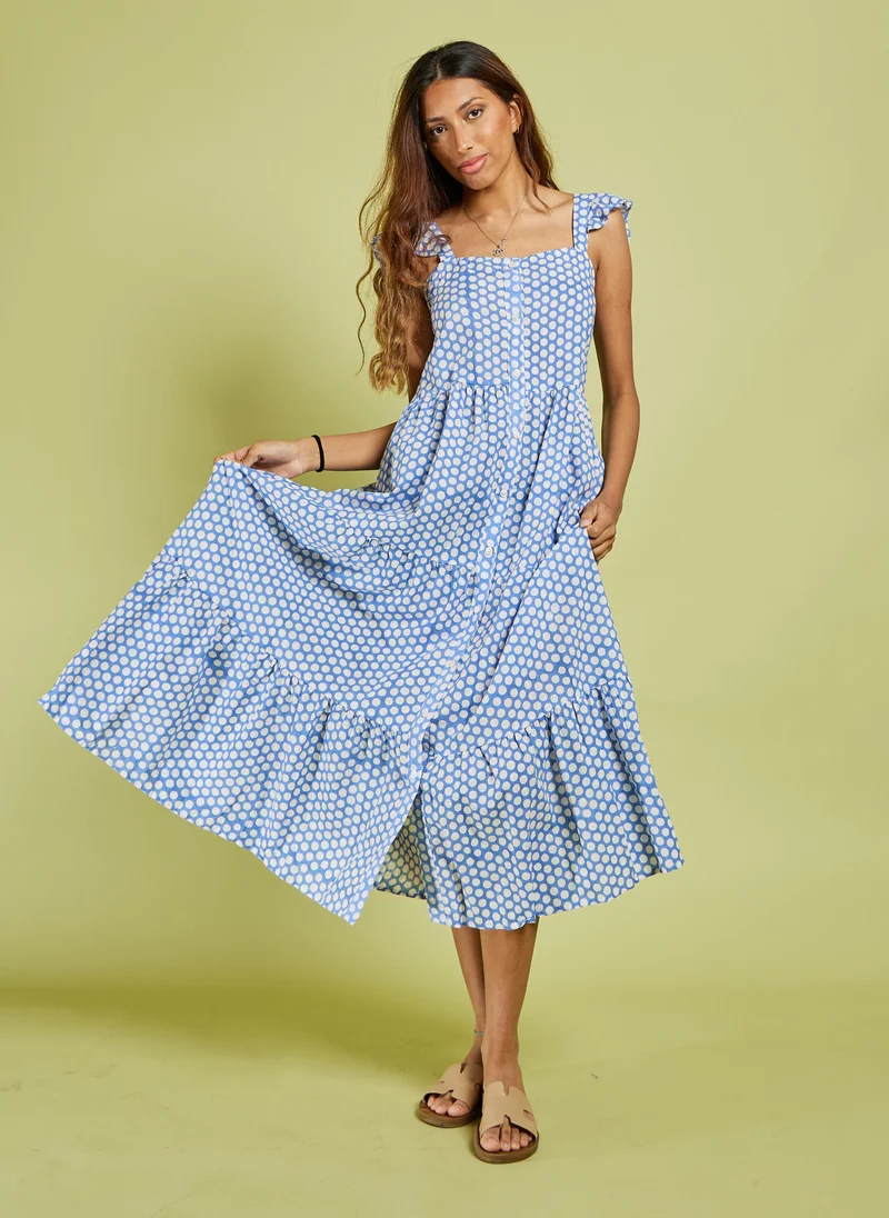 كشمش فستان ميدي منقط